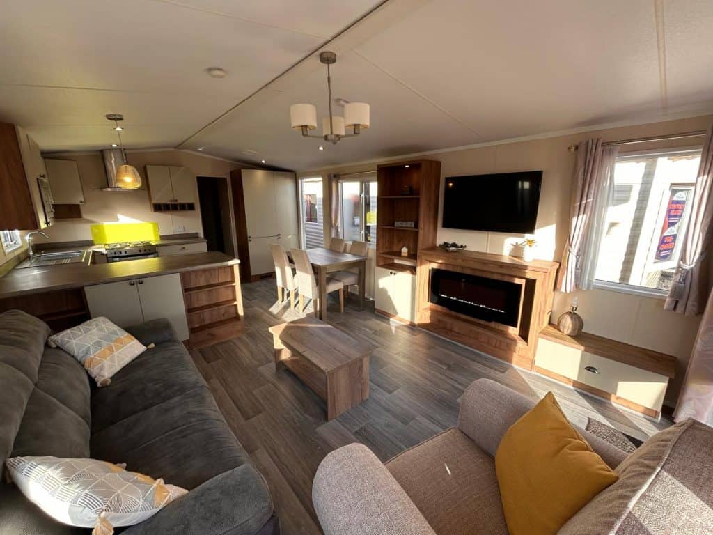 electric fire with tv above