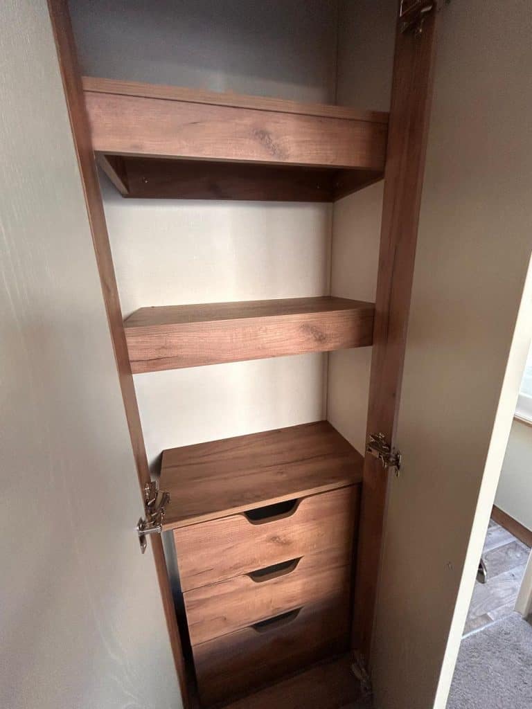 wardrobe with shelves and drawers