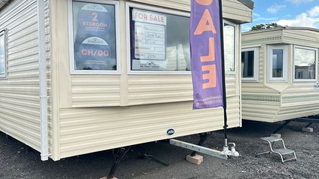 Beige static caravan front windows. Buy Static caravans.
