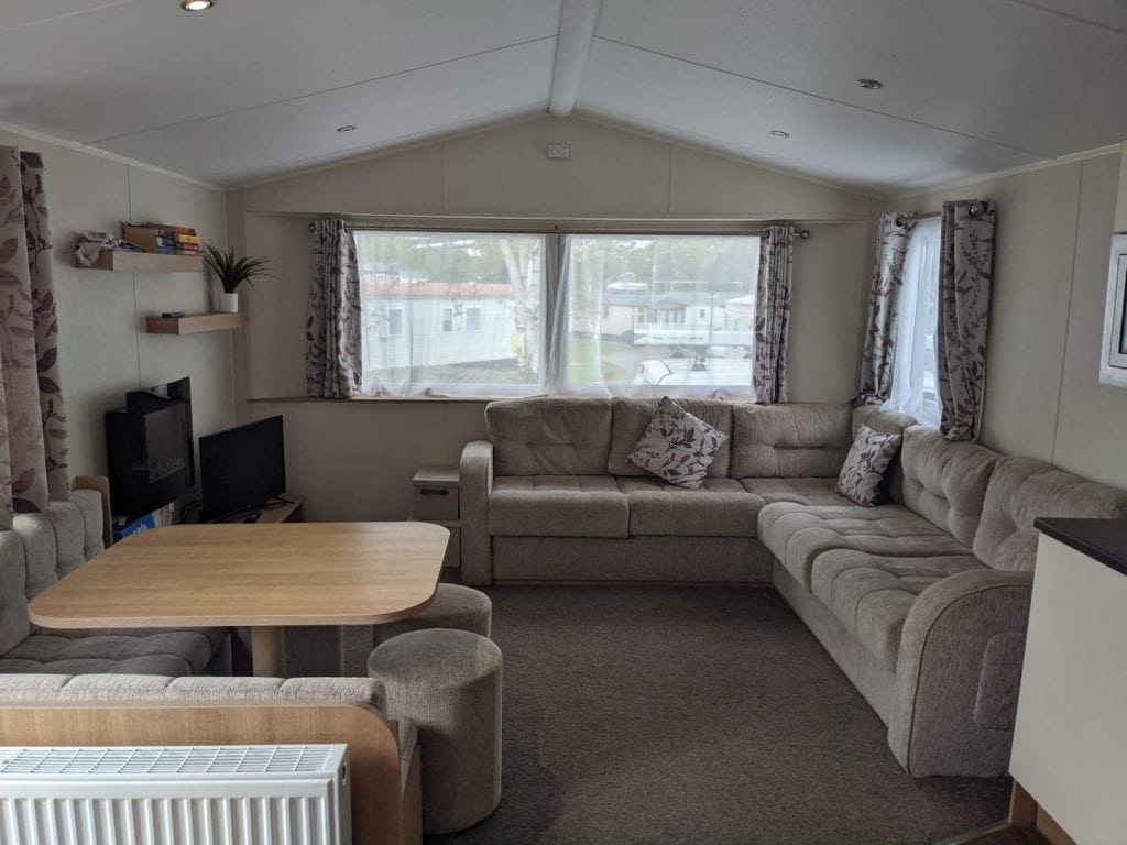 Lounge with corner sofas large front window