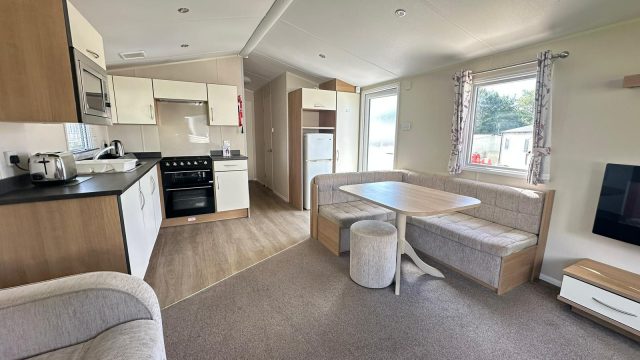 seating area with table and stool.