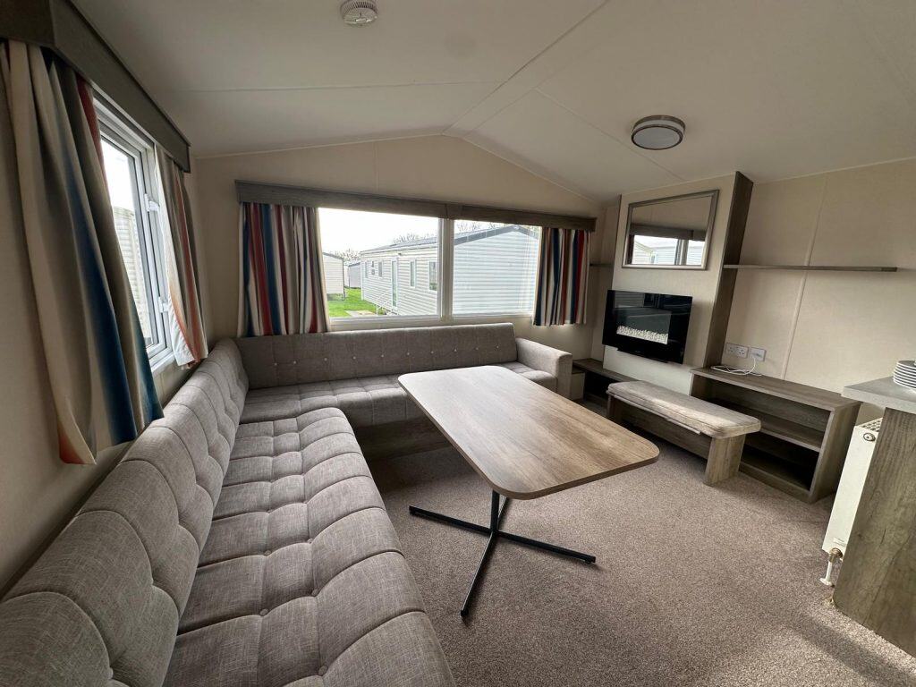 dining table with fixed seating