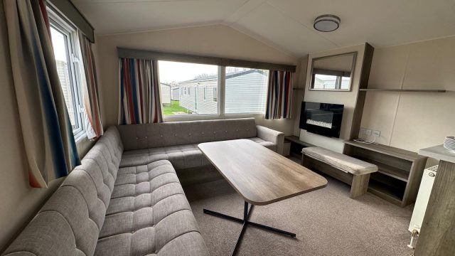 dining table with fixed seating