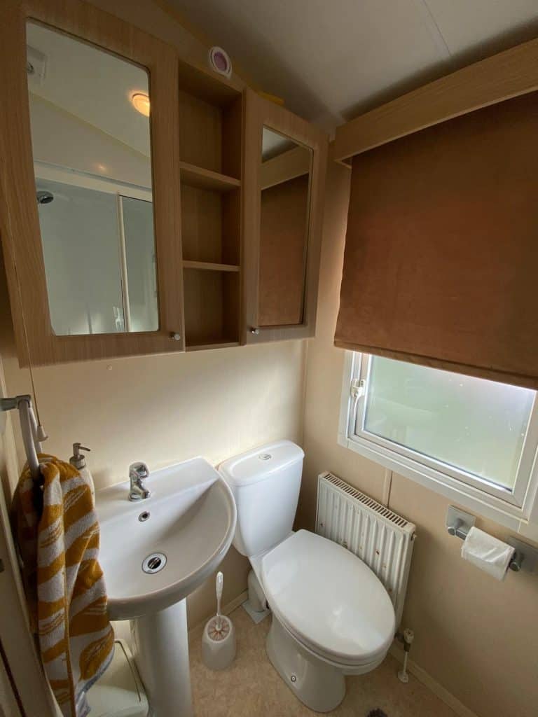 bathroom cabinet above sink and toilet.