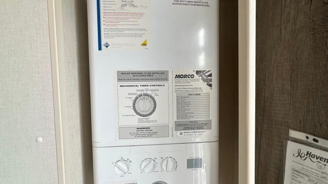 gas boiler in a cupboard