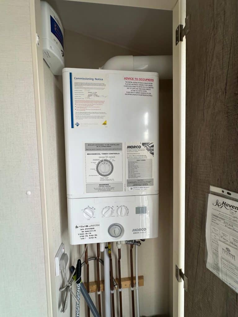 gas boiler in a cupboard